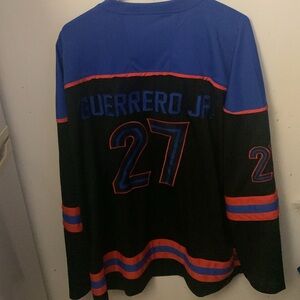 Blue and Black City Connect Blue Jays Vladdy Guerrero Jr. Hockey Jersey SZ XL